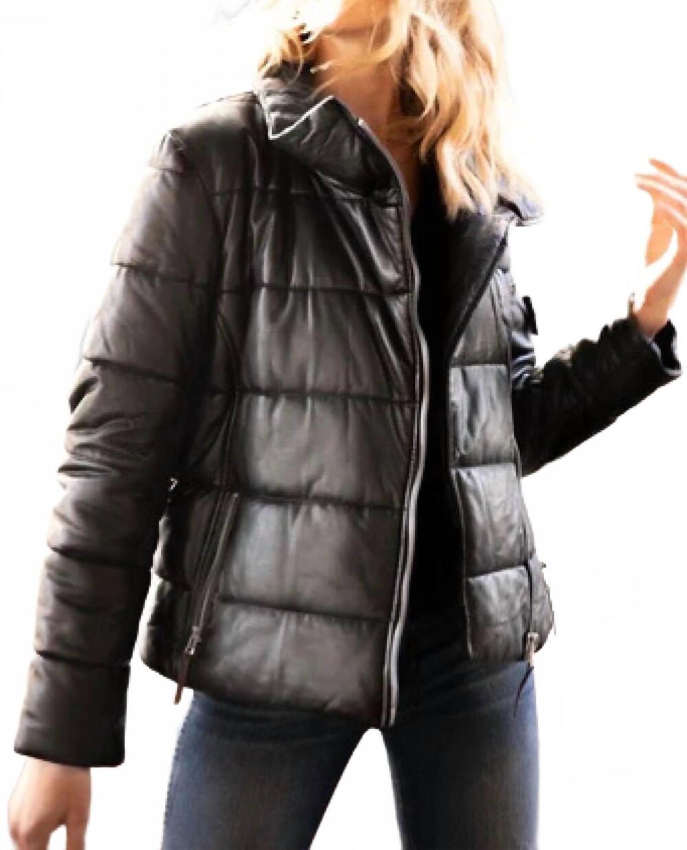 NEW MAURITIUS rena leather puffer jacket in black